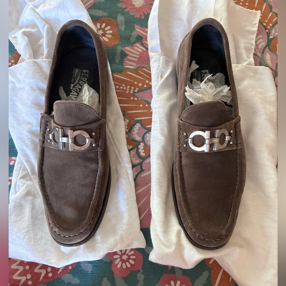 Salvatore Ferragamo “Rich” Men's Suede Brown Loafers